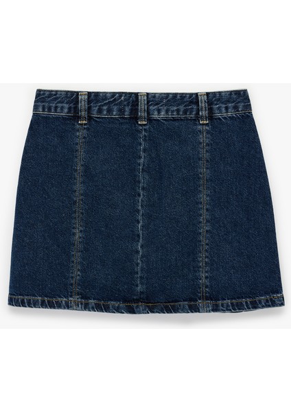 Pamuklu Düğmeli Cep Detaylı Mini Denim Etek fiyatları