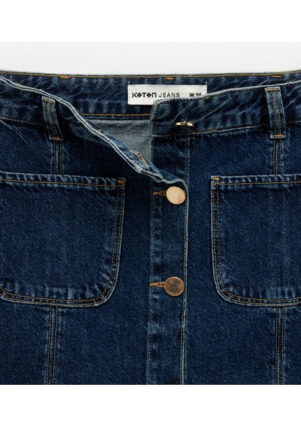 Pamuklu Düğmeli Cep Detaylı Mini Denim Etek fırsatları
