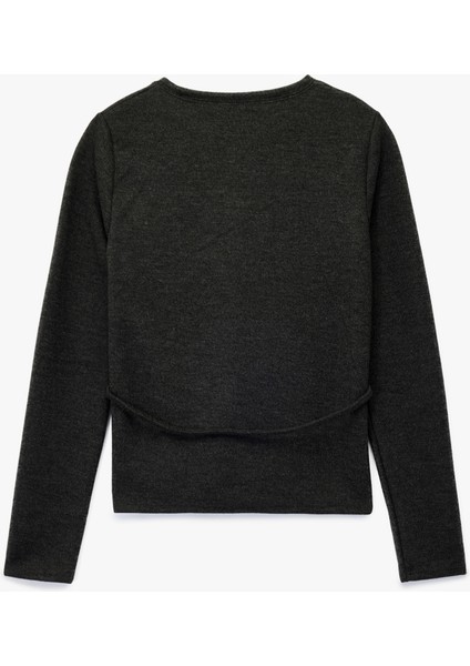 Uzun Kollu Bisiklet Yaka Kemerli Triko Kazak fiyatları