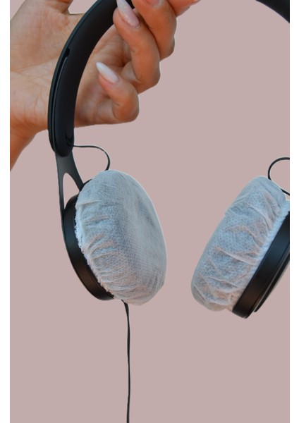 Tek Kullanımlık Kulaklık Hijyen Bonesi, Kulaklık Kılıfı- Beyaz- 9 Cm(L)