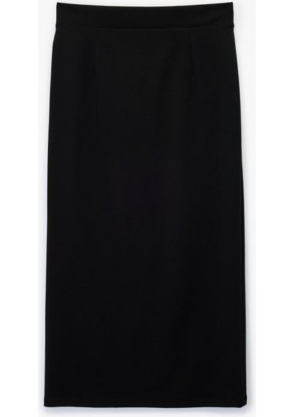 Krep Scuba Kumaş Metal Aksesuarlı Midi Kruvaze Etek fiyatları