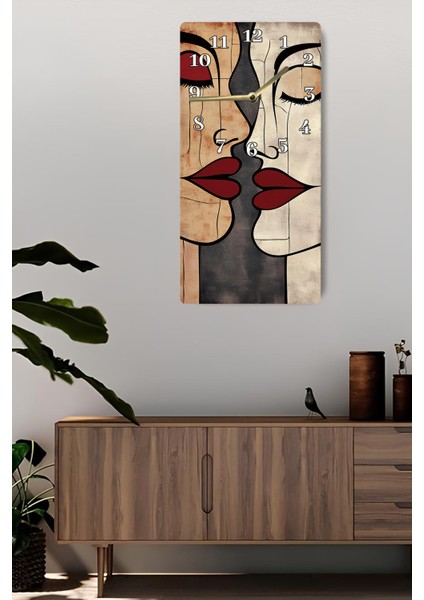 Dekoratif Mdf Dikdörtgen Duvar Saati – Modern Sanat Çizimli Tasarım (30X60 Cm)– USD030 fiyatları