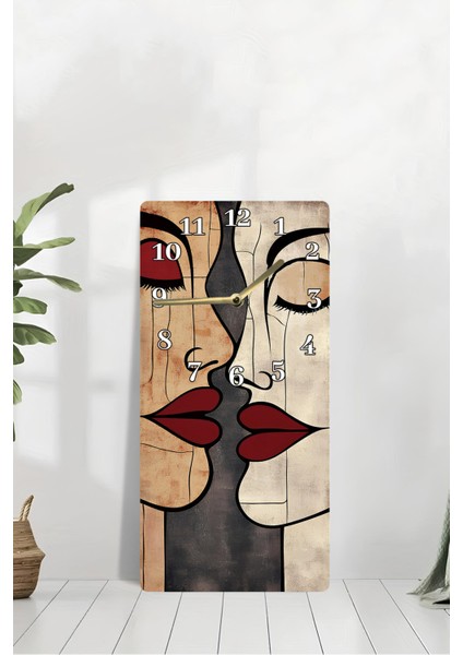 Dekoratif Mdf Dikdörtgen Duvar Saati – Modern Sanat Çizimli Tasarım (30X60 Cm)– USD030 modelleri