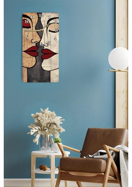 Dekoratif Mdf Dikdörtgen Duvar Saati – Modern Sanat Çizimli Tasarım (30X60 Cm)– USD030 fırsatları