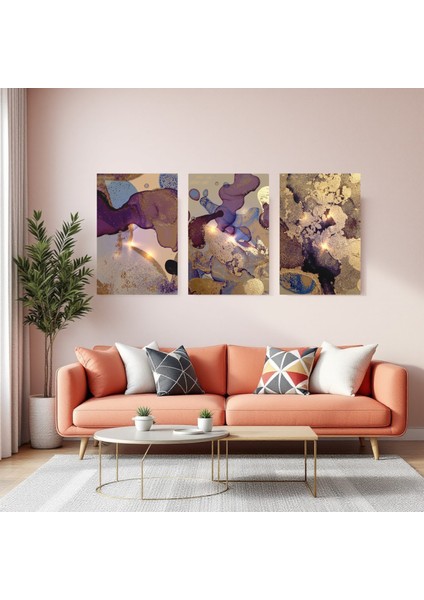 :temperli Cam Üçlü Set Tablo, Tablo, Üçlü Tablo, Uv Baskı, Cam Tablo, 3’lü Set, CUT008