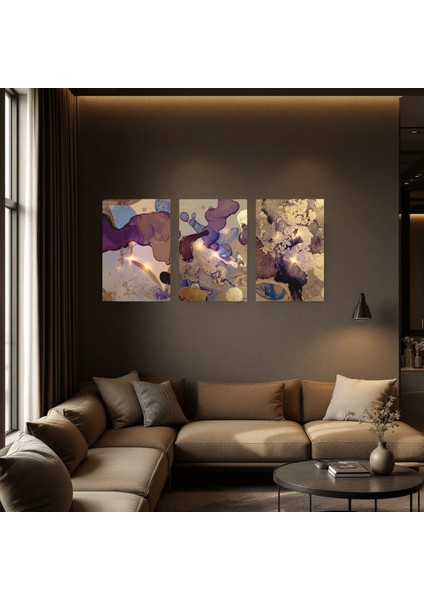:temperli Cam Üçlü Set Tablo, Tablo, Üçlü Tablo, Uv Baskı, Cam Tablo, 3’lü Set, CUT008