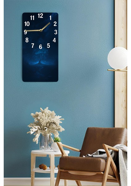 Gece Manzaralı Ağaç Temalı Mdf Dikdörtgen Duvar Saati – 30X60 Cm, Uv Baskı– USD044 fırsatları