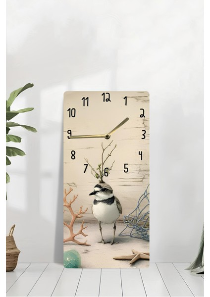 Mdf Dikdörtgen Duvar Saati – 30X60 cm Deniz & Kuş Desenli Uv Baskı – USD002 modelleri