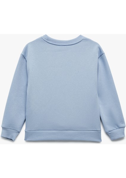 Pamuklu Uzun Kollu Bisiklet Yaka Baskılı Sweatshirt fiyatları