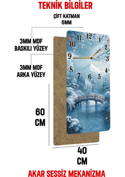 Mdf Dikdörtgen Duvar Saati – 30X60 cm Uv Baskı Kar Manzaralı– USD037 indirimleri