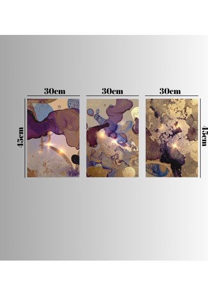 :temperli Cam Üçlü Set Tablo, Tablo, Üçlü Tablo, Uv Baskı, Cam Tablo, 3’lü Set, CUT008