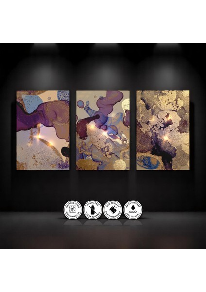 :temperli Cam Üçlü Set Tablo, Tablo, Üçlü Tablo, Uv Baskı, Cam Tablo, 3’lü Set, CUT008