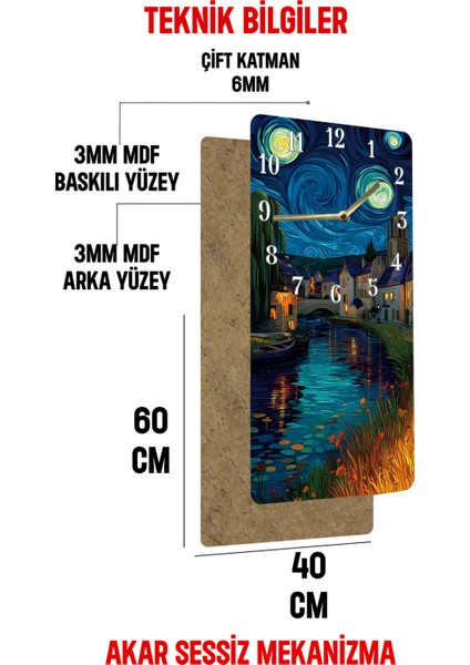 Dekoratif Mdf Dikdörtgen Uv Baskı Duvar Saati – Yıldızlı Gece Tasarım – USD018 fırsatları