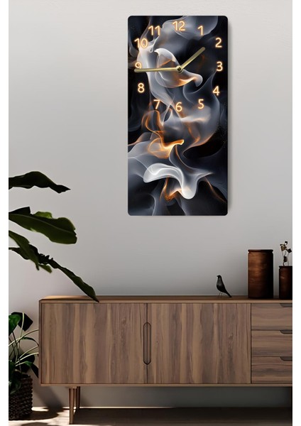Mdf Dikdörtgen Duvar Saati – 30X60 cm Soyut Alev Desenli Uv Baskı – USD011 fiyatları