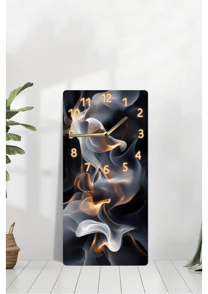 Mdf Dikdörtgen Duvar Saati – 30X60 cm Soyut Alev Desenli Uv Baskı – USD011 modelleri
