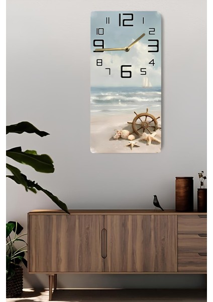 Deniz Temalı Mdf Dikdörtgen Duvar Saati – 30X60 cm Uv Baskı – USD056 fiyatları
