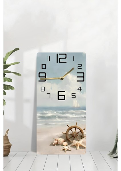 Deniz Temalı Mdf Dikdörtgen Duvar Saati – 30X60 cm Uv Baskı – USD056 modelleri