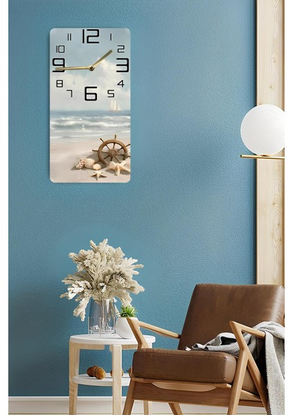 Deniz Temalı Mdf Dikdörtgen Duvar Saati – 30X60 cm Uv Baskı – USD056 fırsatları