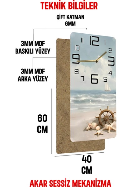 Deniz Temalı Mdf Dikdörtgen Duvar Saati – 30X60 cm Uv Baskı – USD056 indirimleri