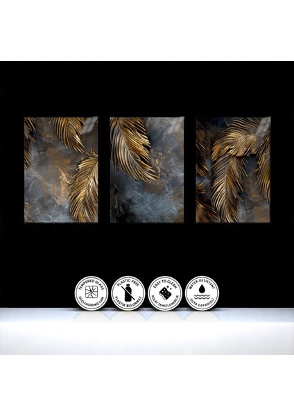 :temperli Cam Üçlü Set Tablo, Tablo, Üçlü Tablo, Uv Baskı, Cam Tablo, 3’lü Set, CUT009