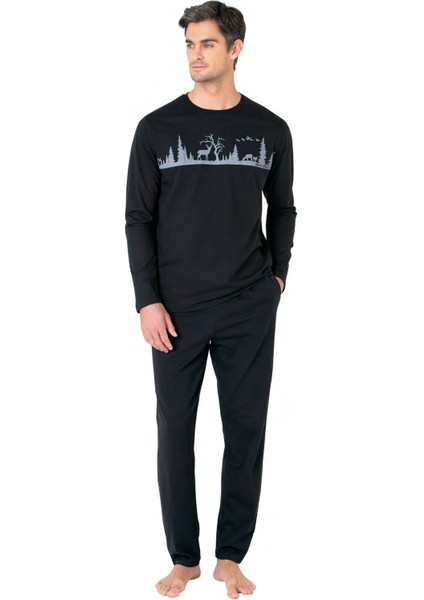 Erkek Uzun Kollu Bisiklet Yaka Pijama Takım 6104