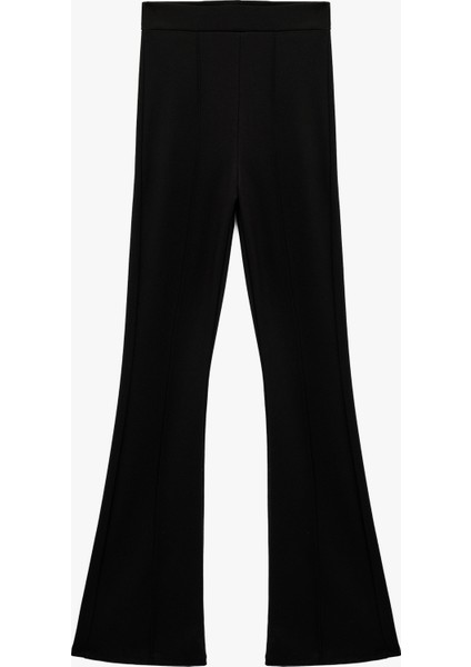 Rahat Kalıp Nervür Detaylı Yüksek Bel Spor Ispanyol Paça Tayt