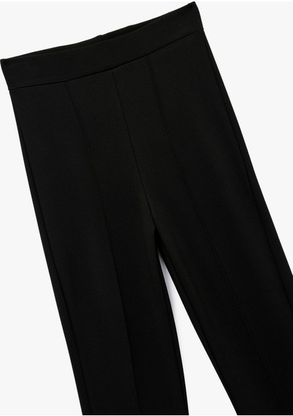 Rahat Kalıp Nervür Detaylı Yüksek Bel Spor Ispanyol Paça Tayt modelleri