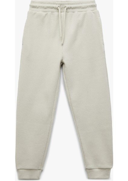 Pamuklu Beli Bağcıklı Dokulu Basic Jogger Eşofman Altı