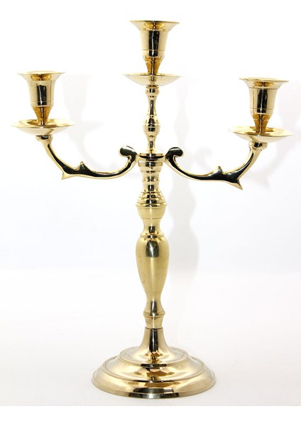 Pirinç 3'lü Şamdan Model 2 fiyatları