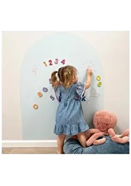 Açık Mavi Renk Yapışkanlı Manyetik Duvar Panosu Mıknatıs Tutan Pano 60X90 cm