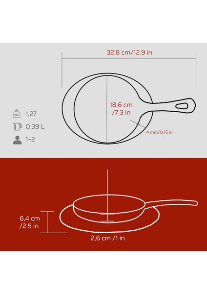 Döküm Yuvarlak Kızartma Tavası Yekpare Saplı Kayın Servis Ahşabı. ÇAP(Ø)16CM.-BORDO indirimleri