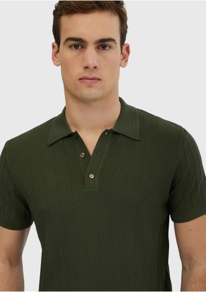 Haki Polo Yaka Jakarlı Triko modelleri