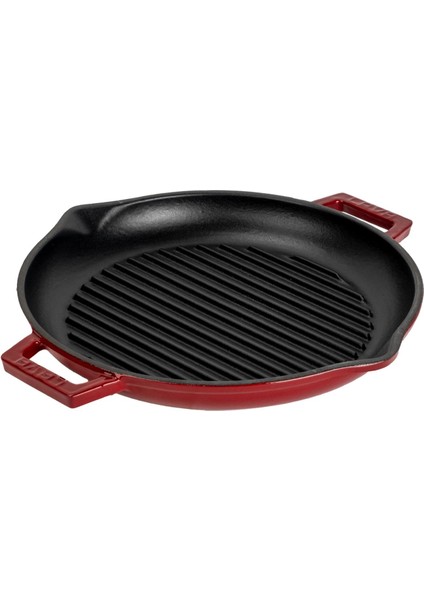 Döküm Yuvarlak Izgara Tavası Döküm Demir Yekpare Çift Kulplu ÇAP(Ø)30CM.-BORDO fiyatları