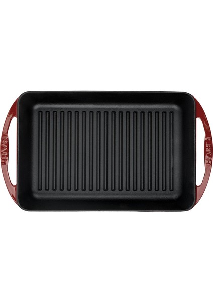 Döküm Dikdörtgen Izgara Tavası Döküm Demir Yekpare Çift Kulplu Ölçü 22X32CM.-BORDO modelleri