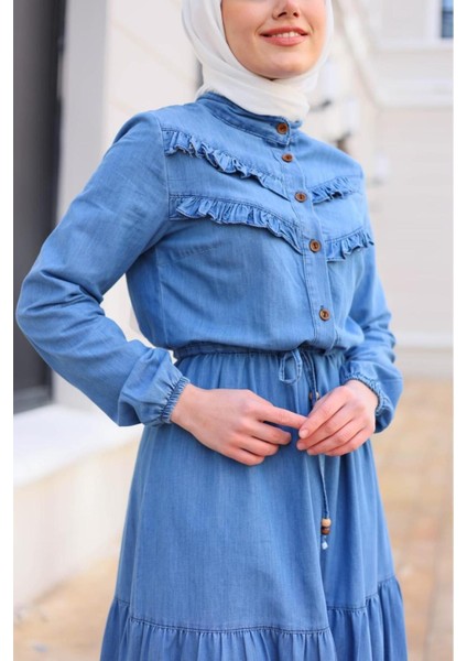 Kadın Fır Fırlı Denim Kot Elbise indirimleri
