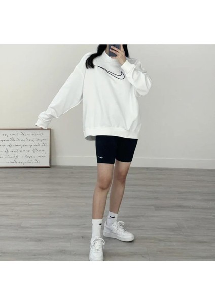 Training Plus Essential Get Fit Dri Fit Graphic Crew Oversized Bol Kesim Kadın Sweatshirt modelleri