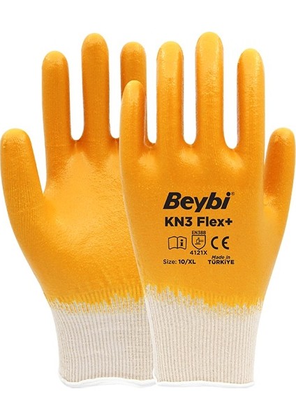 Kn3-Flex+ Nitril Pamuklu Eldiven (12 Adet)