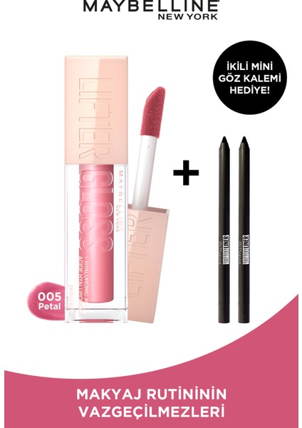 Lıfter Gloss Nu 005 Petal & 2li Mini Maybelline Tattoo Liner Gel Pencil Hediyeli Set