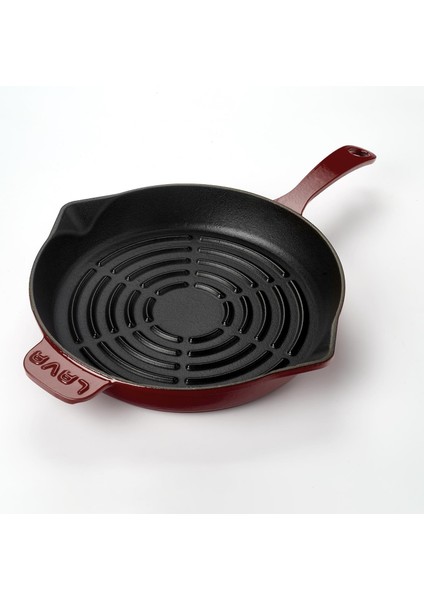 Döküm Yuvarlak Izgara Tava Döküm Demir Yekpare Saplı Radyal Dokulu Iç Yüzey ÇAP(Ø)28CM.-BORDO fiyatları