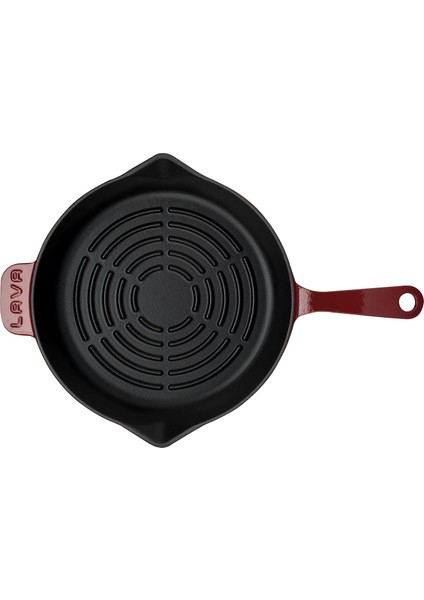 Döküm Yuvarlak Izgara Tava Döküm Demir Yekpare Saplı Radyal Dokulu Iç Yüzey ÇAP(Ø)28CM.-BORDO modelleri