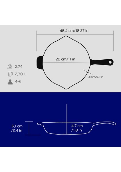 Döküm Yuvarlak Kızartma Tavası Döküm Demir Yekpare Saplı. ÇAP(Ø)28CM indirimleri