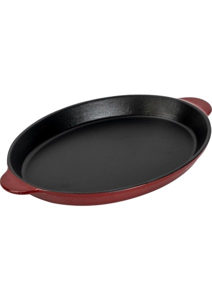 Döküm Oval Fajita Tabağı Döküm Demir Yekpare Çift Kulplu Ölçü 18X24CM.-BORDO fiyatları