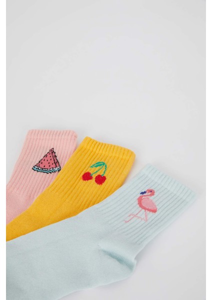 Kız Çocuk 3'lü Pamuklu Uzun Çorap N1748A6NS