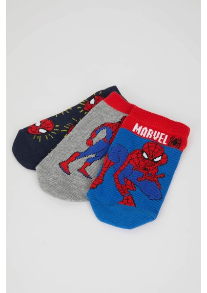 Erkek Çocuk Marvel Spiderman Pamuklu 3'lü Patik Çorap X2345A6NS