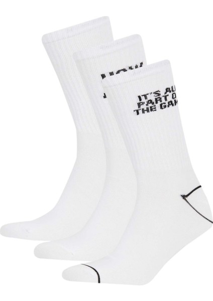 Erkek 3'lü Pamuklu Baskılı Uzun Çorap T7289AZNS