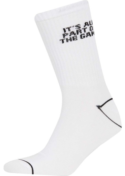 Erkek 3'lü Pamuklu Baskılı Uzun Çorap T7289AZNS