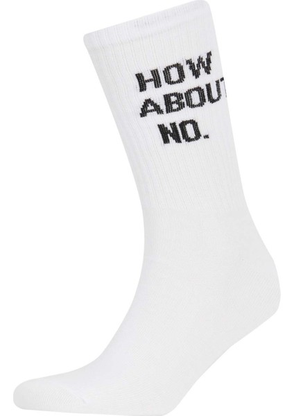 Erkek 3'lü Pamuklu Baskılı Uzun Çorap T7289AZNS