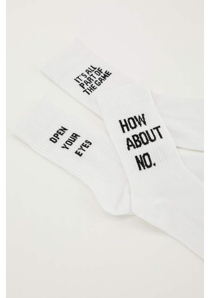 Erkek 3'lü Pamuklu Baskılı Uzun Çorap T7289AZNS