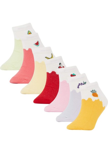 Kız Çocuk 7'li Pamuklu Patik Çorap V2847A6NS