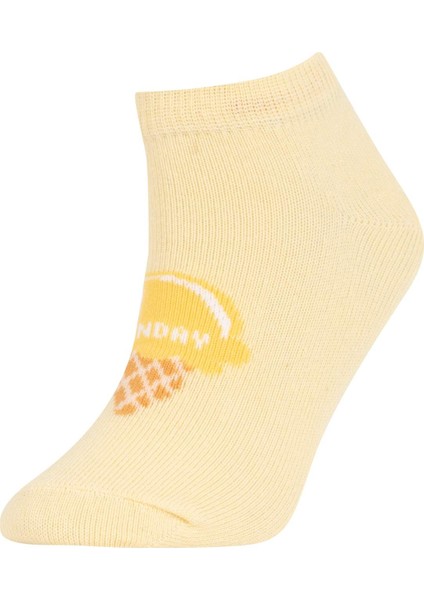 Kız Çocuk 7'li Pamuklu Gün Detaylı Patik Çorap X1885A6NS